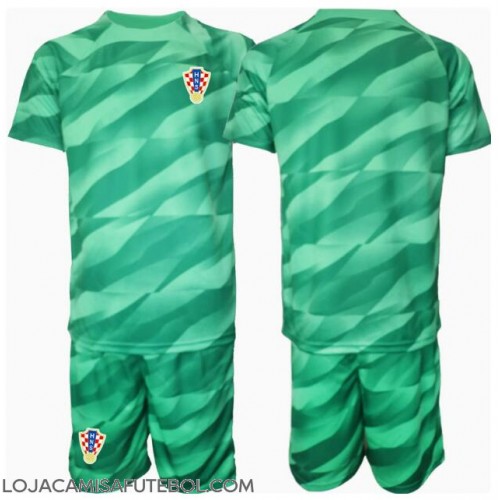 Camisa de Futebol Croácia Goleiro Equipamento Secundário Infantil Europeu 2024 Manga Curta (+ Calças curtas)